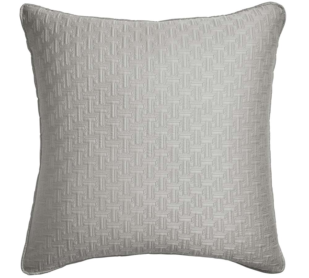 T Quilted Silver Pillow Sham